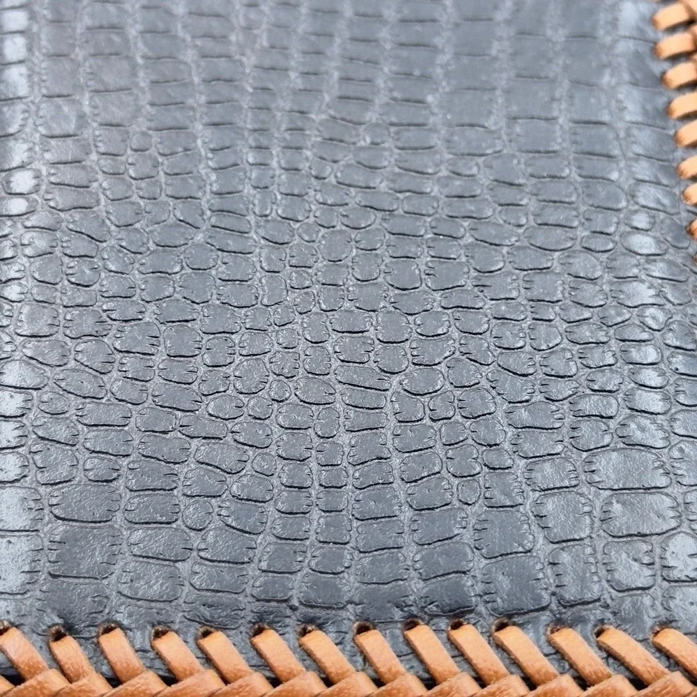 Genuine Reptile Skin Leather Bifold Men's Handmade Brown Tan Trim